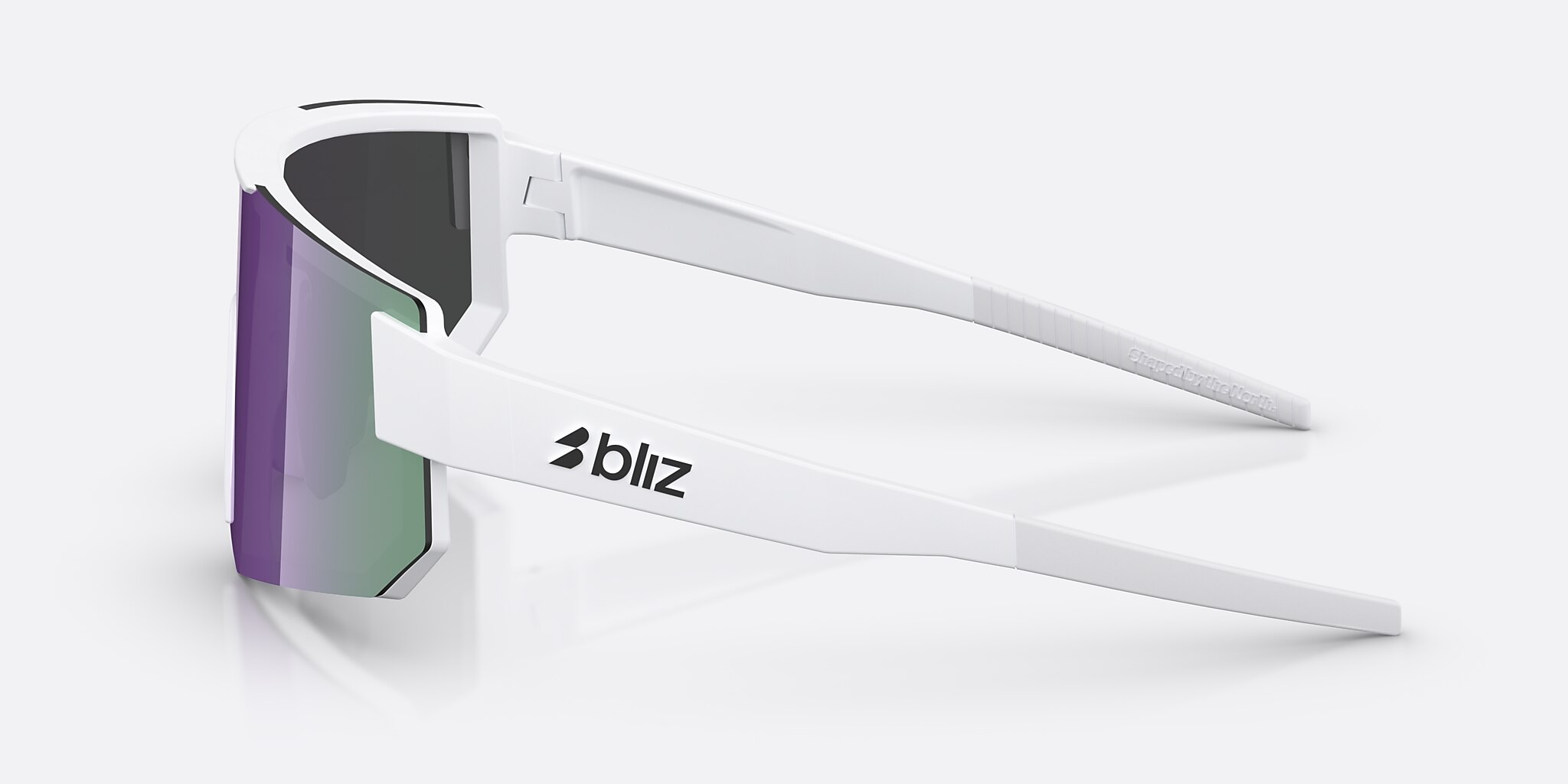 Sunglasses Bliz P005 XL (0-135) with Smoke/Purple Mirror lens and Matte White frame Image 3 of 6