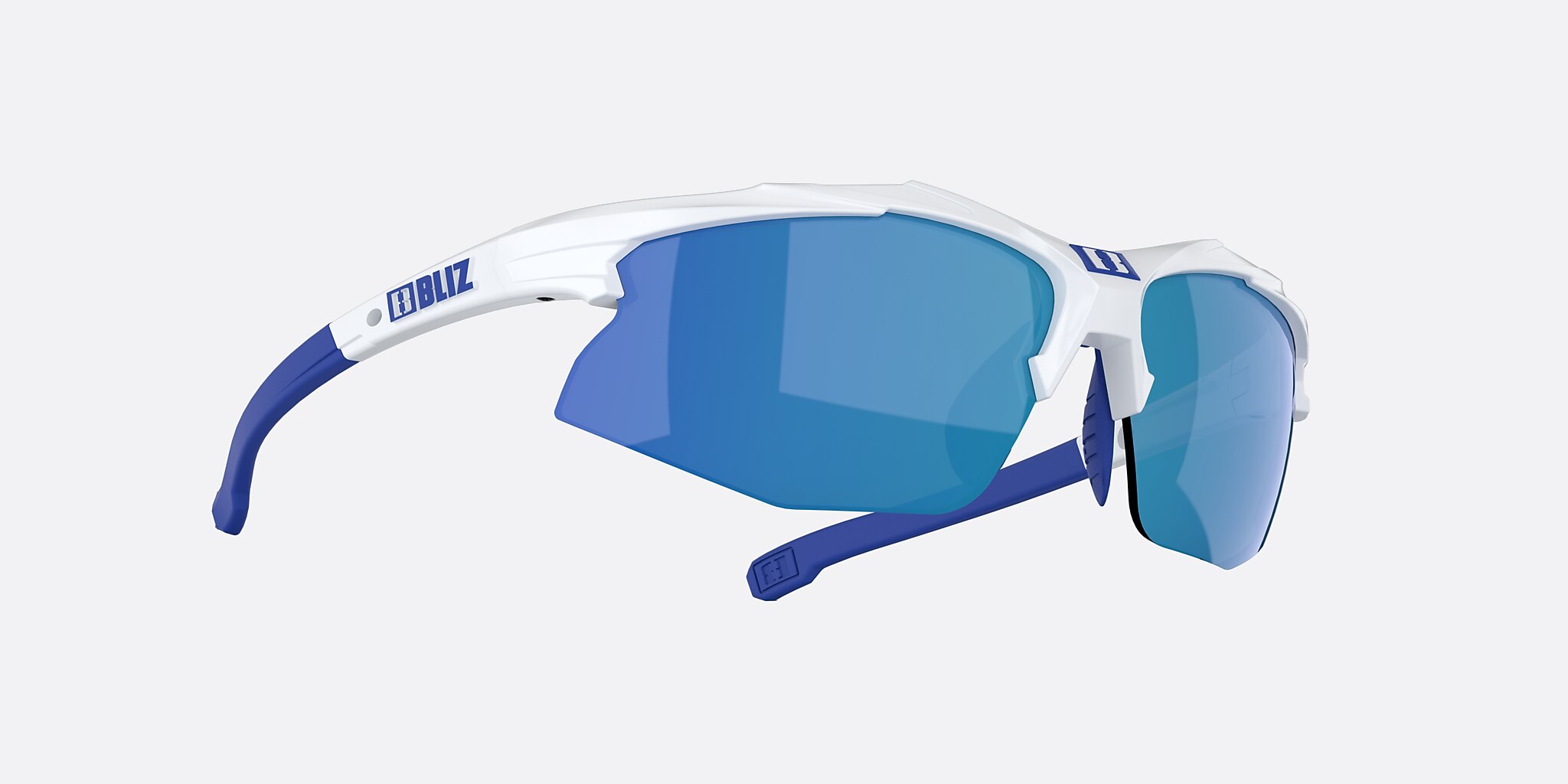Sunglasses Bliz Hybrid XL (74-14) with Smoke Blue lens and White/Blue Logo frame Image 6 of 6