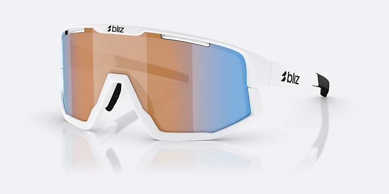 Sunglasses Bliz Fusion Small XXS (0-125) with Coral/Orange Mirror Blue lens and Matte White frame Image 1 of 6