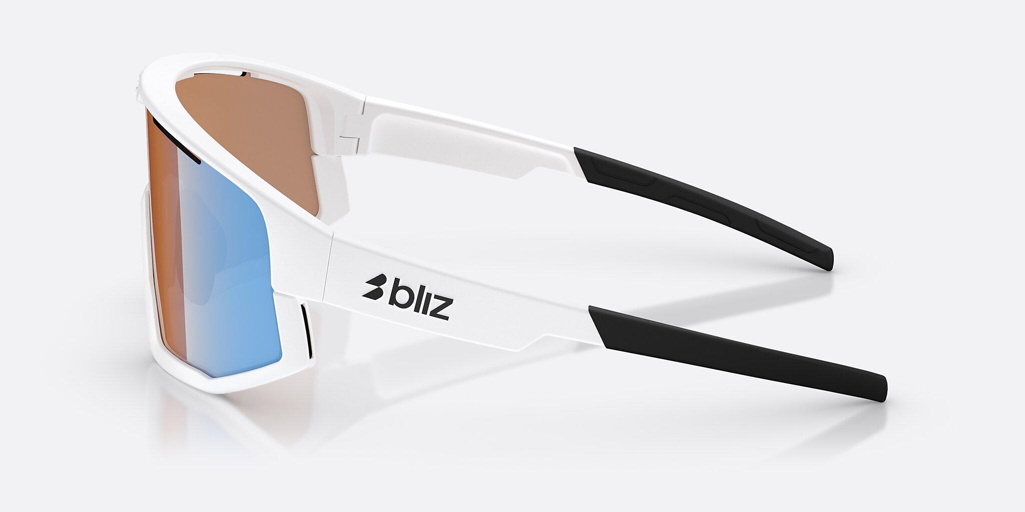 Sunglasses Bliz Fusion Small XXS (0-125) with Coral/Orange Mirror Blue lens and Matte White frame Image 3 of 6