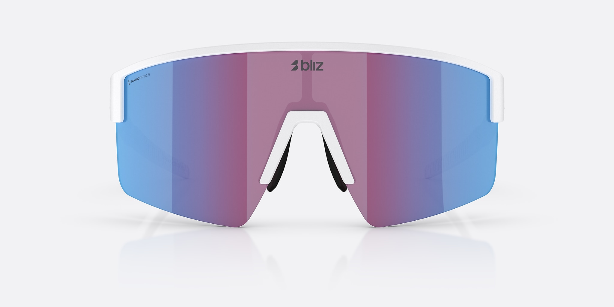 Sunglasses Bliz P004 L (0-137) with Rose/Violet Mirror Blue lens and Matte White frame Image 2 of 5 Sunglasses Bliz P004 L (0-137) with Rose/Violet Mirror Blue lens and Matte White frame Image 2 of 5