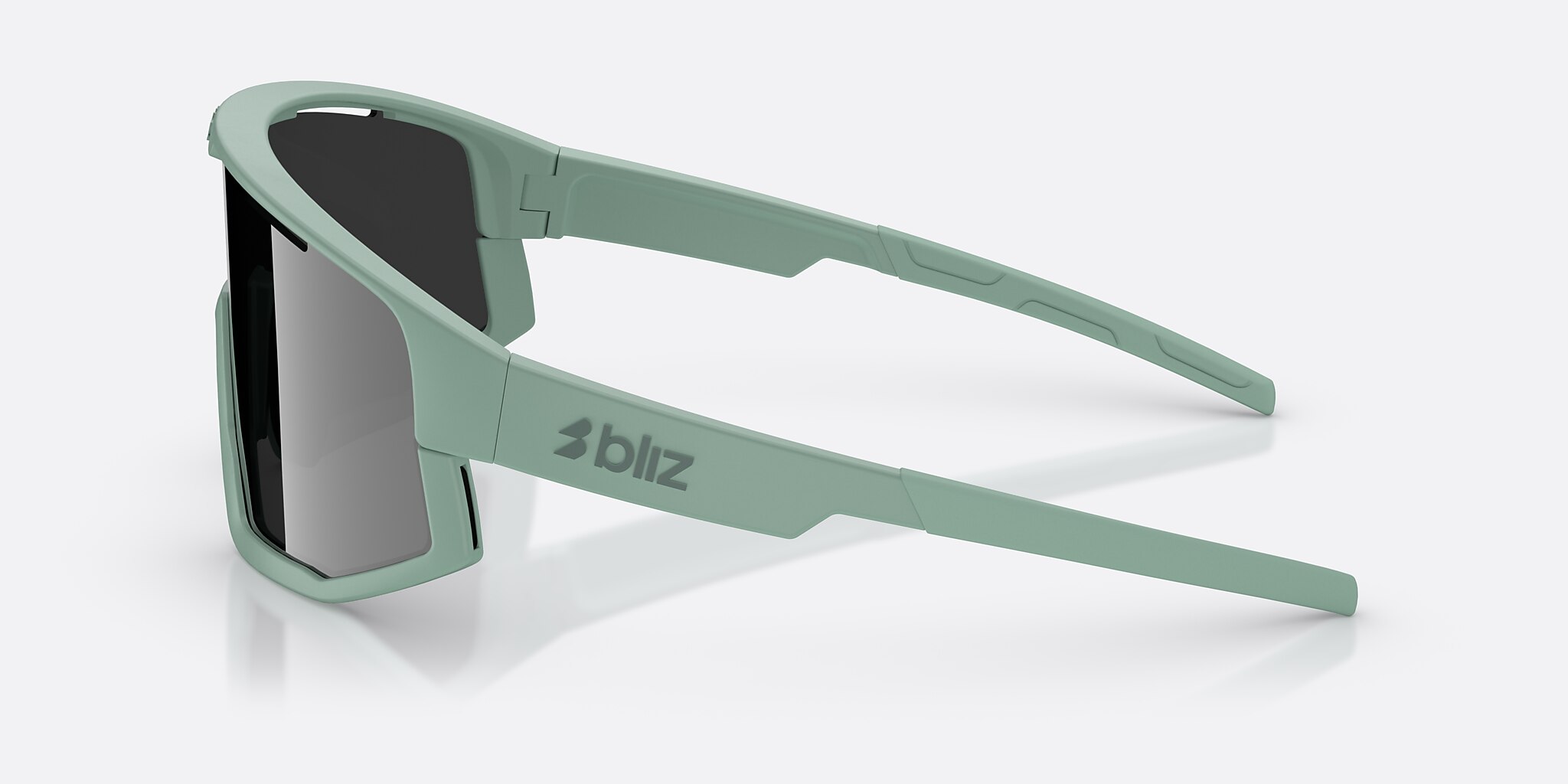 Sunglasses Bliz Fusion S (0-133) with Smoke Mirror Silver lens and Matte Green frame Image 3 of 7