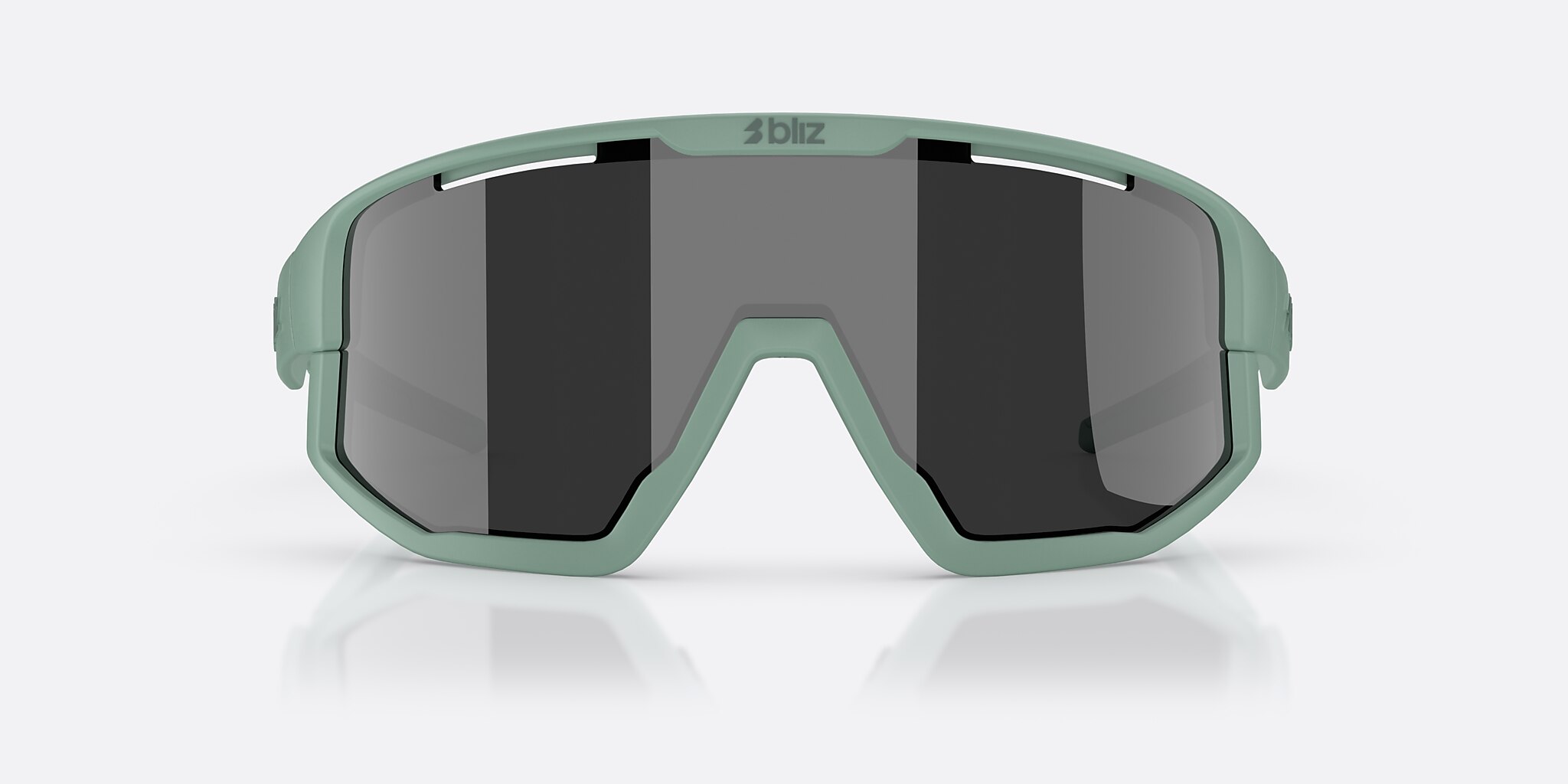 Sunglasses Bliz Fusion S (0-133) with Smoke Mirror Silver lens and Matte Green frame Image 2 of 7