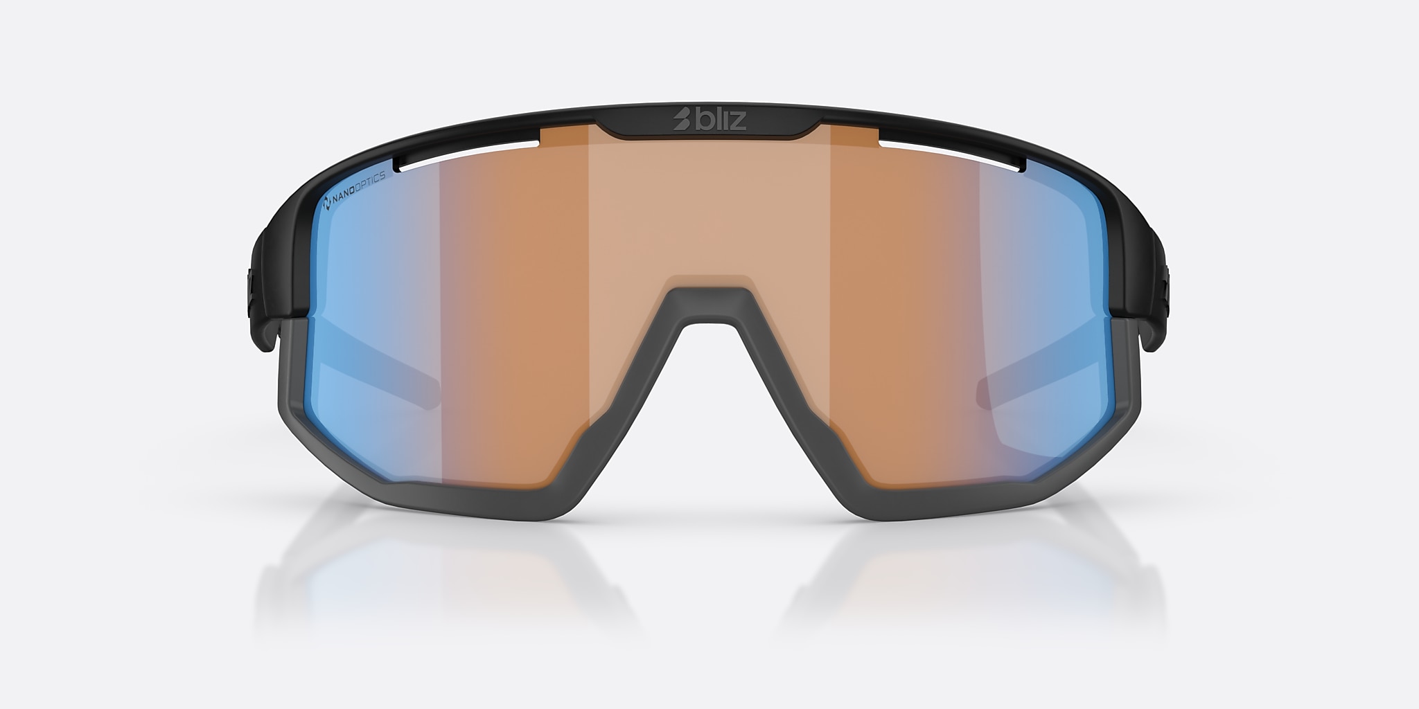 Sunglasses Bliz Fusion S (0-133) with Coral Orange Blue lens and Black frame Image 2 of 7