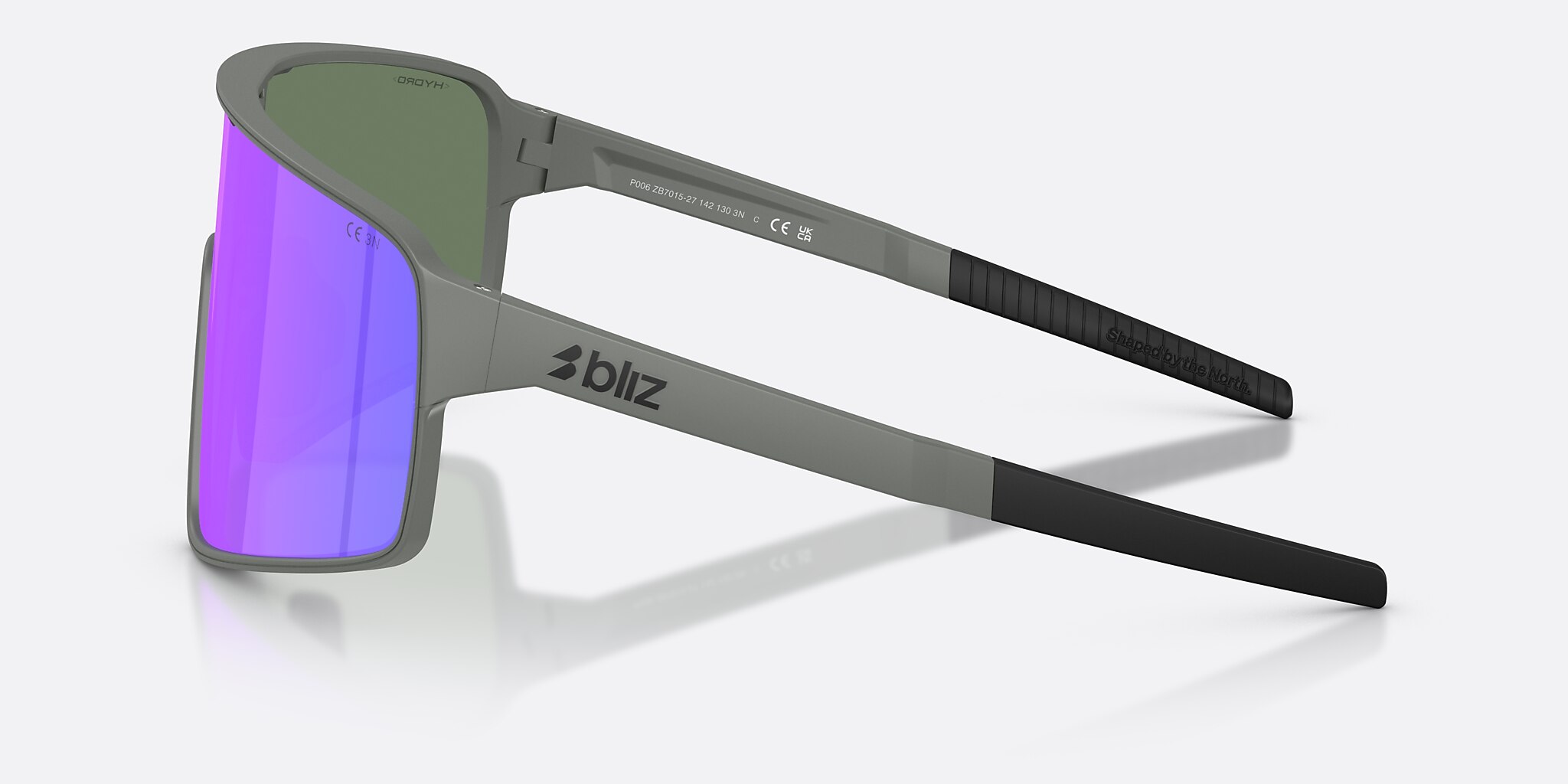 Sunglasses Bliz P001 XL (0-142) con Humo/morado multicolor lente y Gris Mate montura Imagen 3 de 6