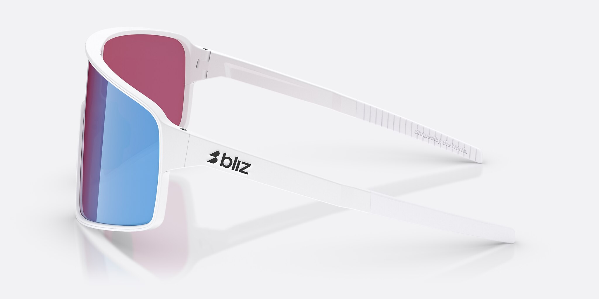 Sunglasses Bliz P001 L (0-138) with Rose/Violet Mirror Blue lens and Matte White frame Image 3 of 6