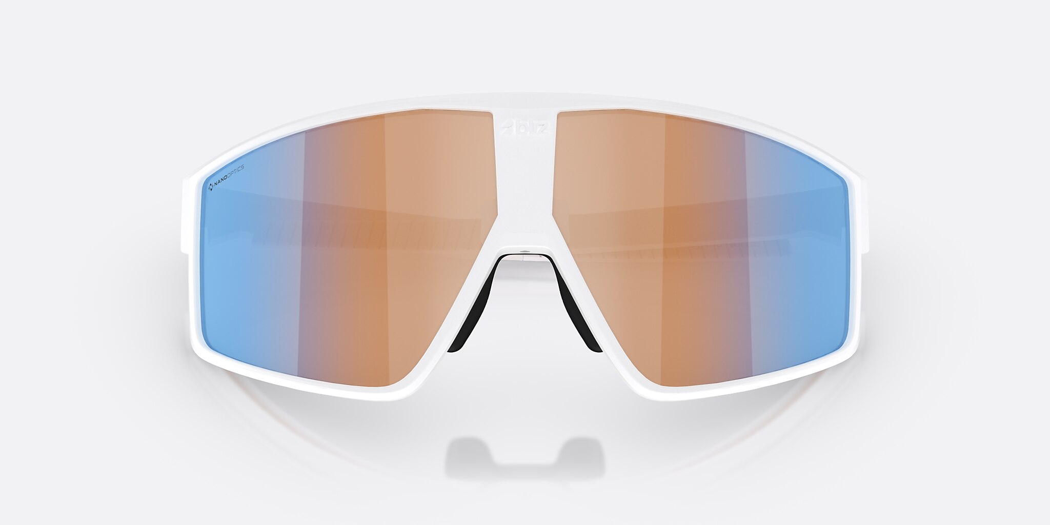 Sunglasses Bliz P002 L (69-09) with Coral/Orange Mirror Blue lens and Matte White frame Image 5 of 6