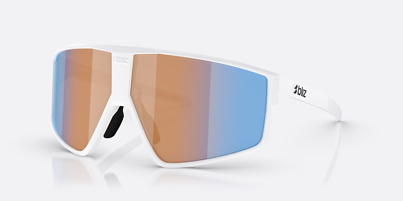 Sunglasses Bliz P002 L (69-09) with Coral/Orange Mirror Blue lens and Matte White frame Image 1 of 6