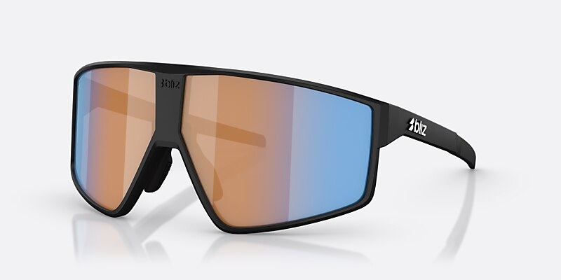 Sunglasses Bliz P002 XL (72-09) with Korall/orange spegel blå lens and Matt svart frame Image 1 of 6