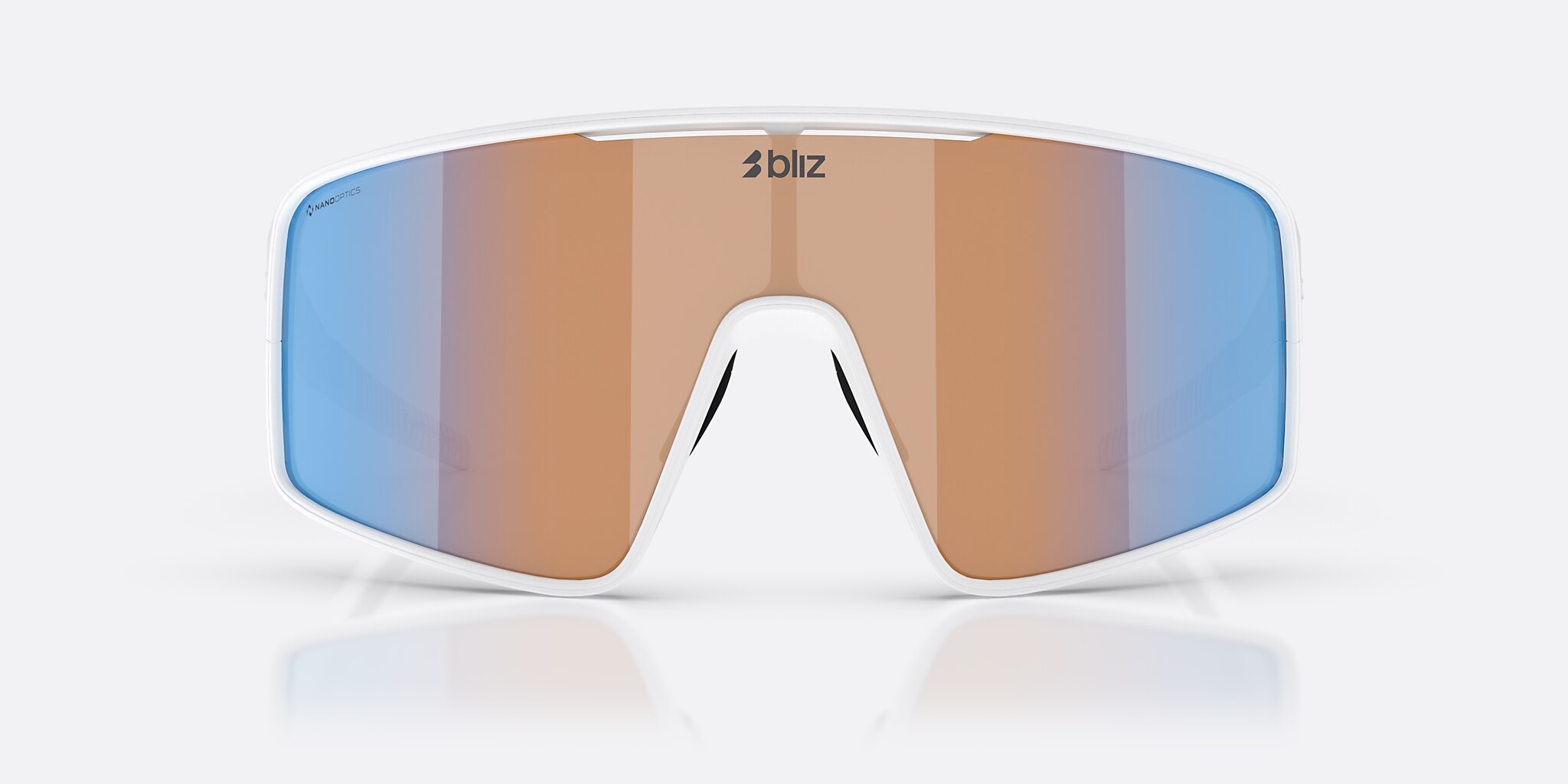 Sunglasses Bliz P001 XL (0-142) with Coral/Orange Mirror Blue lens and Matte White frame Image 2 of 6