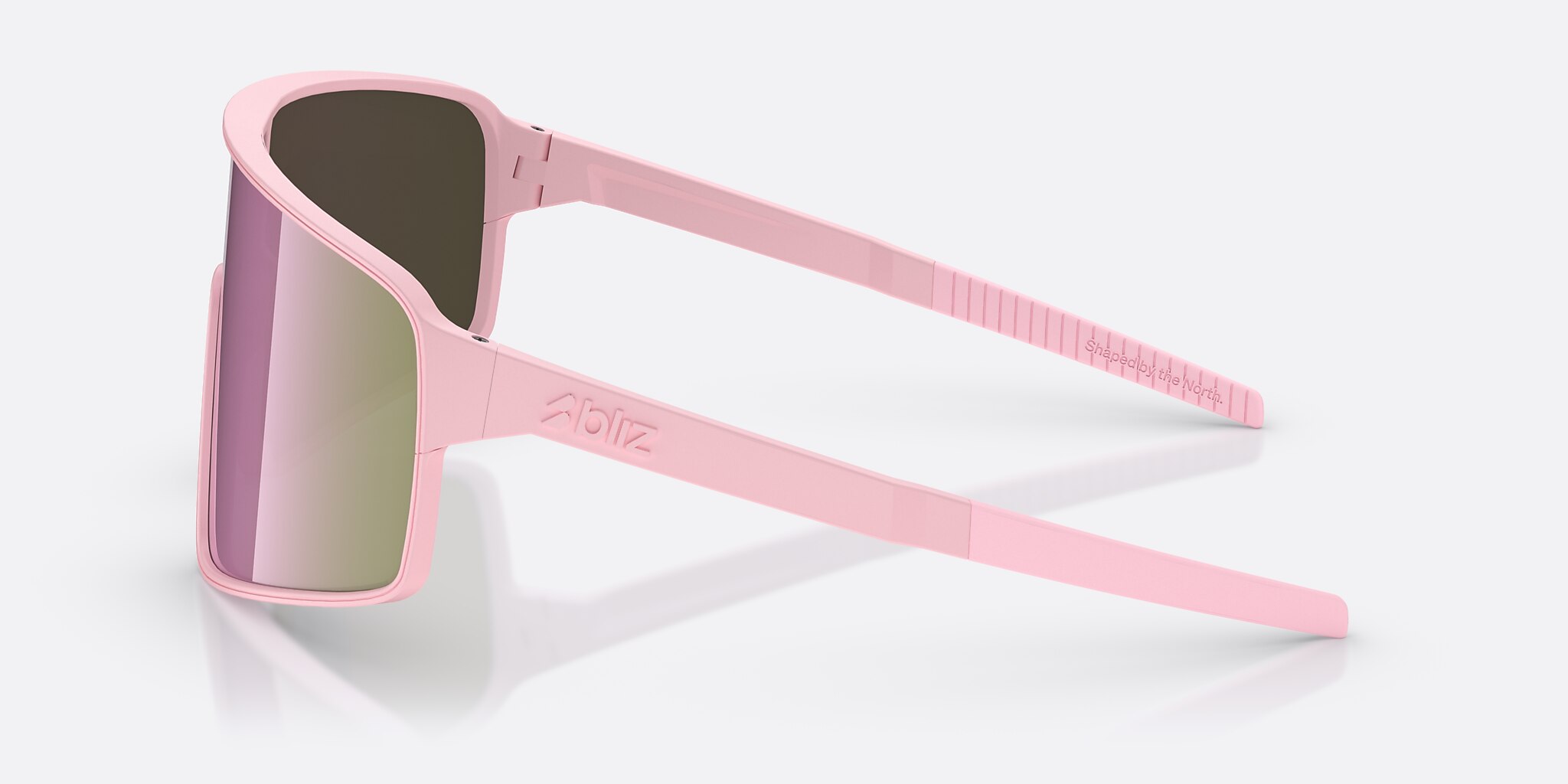 Sunglasses Bliz P001 L (0-138) with Brown/Rose Multicolor lens and Matte Powder Pink frame Image 3 of 6