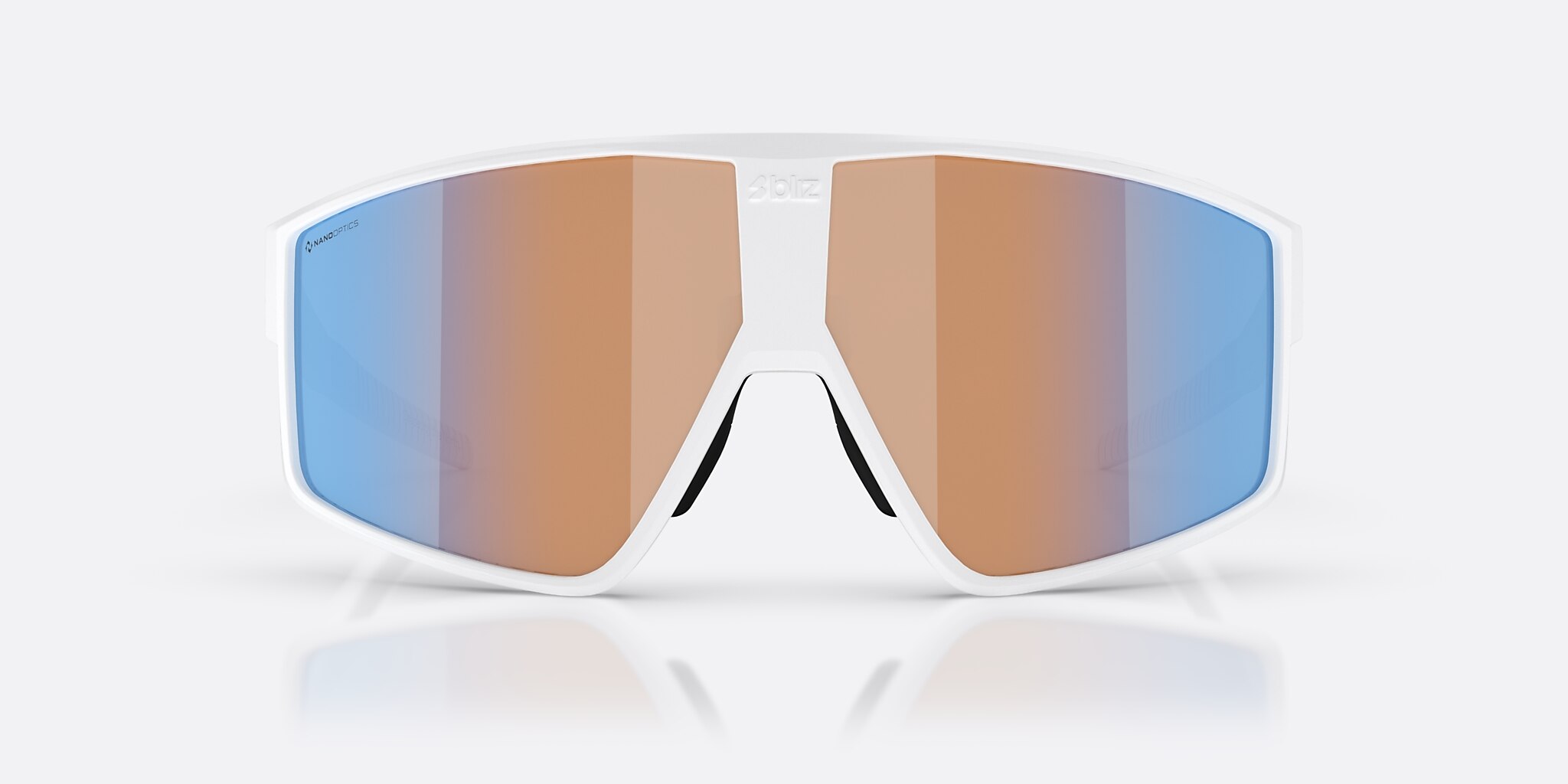 Sunglasses Bliz P002 L (69-09) with Coral/Orange Mirror Blue lens and Matte White frame Image 2 of 6