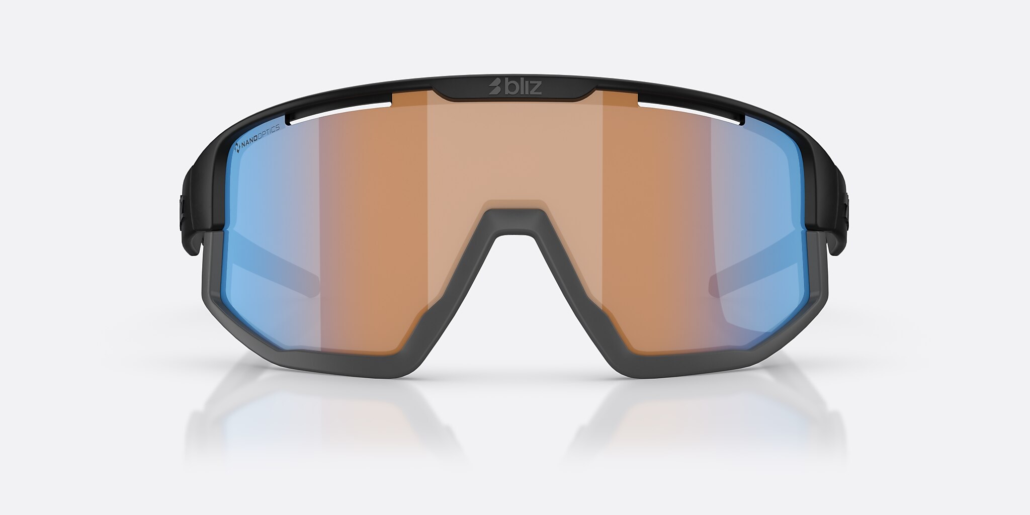 Sunglasses Bliz Fusion Small XXS (0-125) with Coral/Orange Mirror Blue lens and Matte Black frame Image 2 of 6