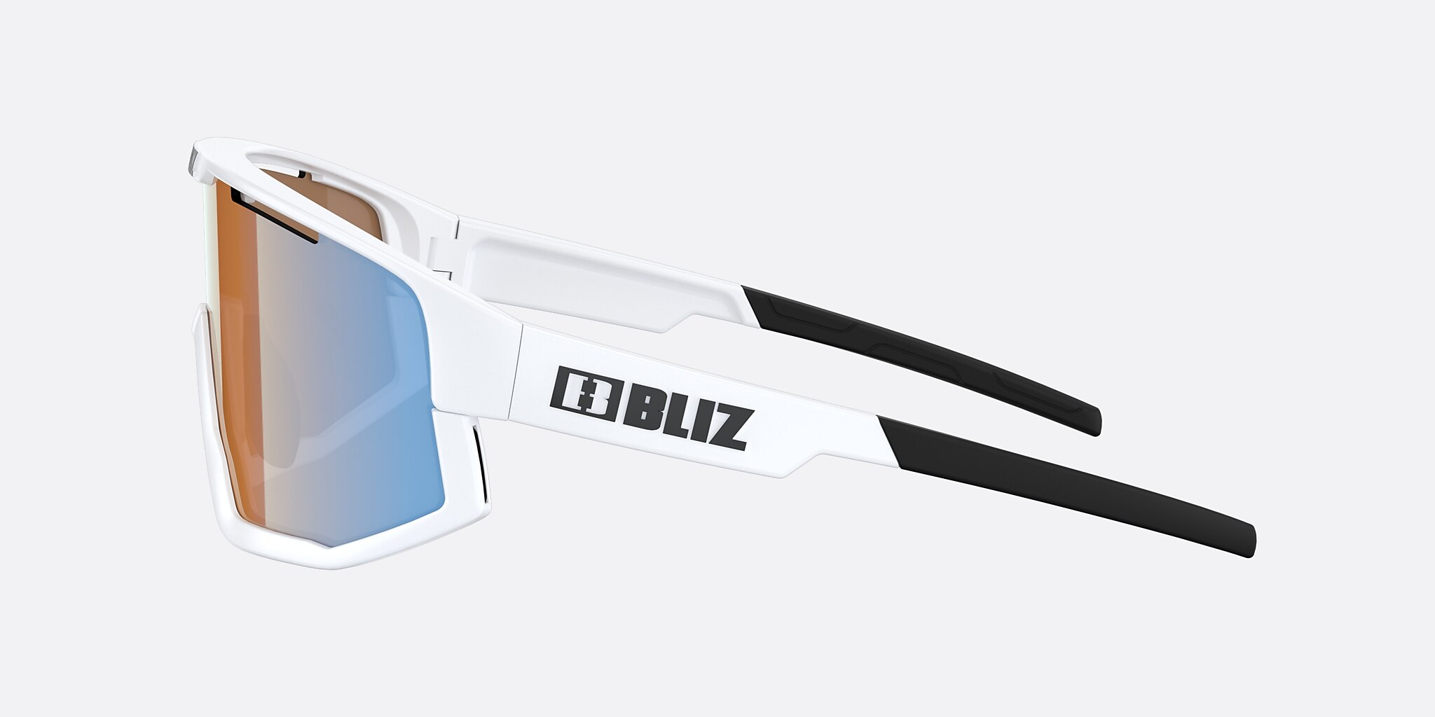 Sunglasses Bliz Fusion S (0-133) with Coral/Orange Mirror Blue lens and Matte White frame Image 3 of 7