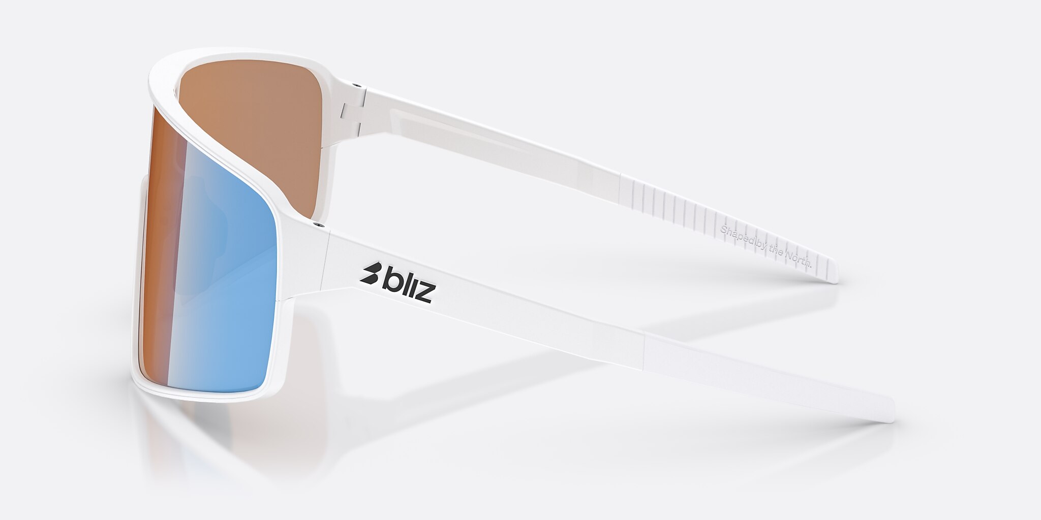 Sunglasses Bliz P001 XL (0-142) with Coral/Orange Mirror Blue lens and Matte White frame Image 3 of 6