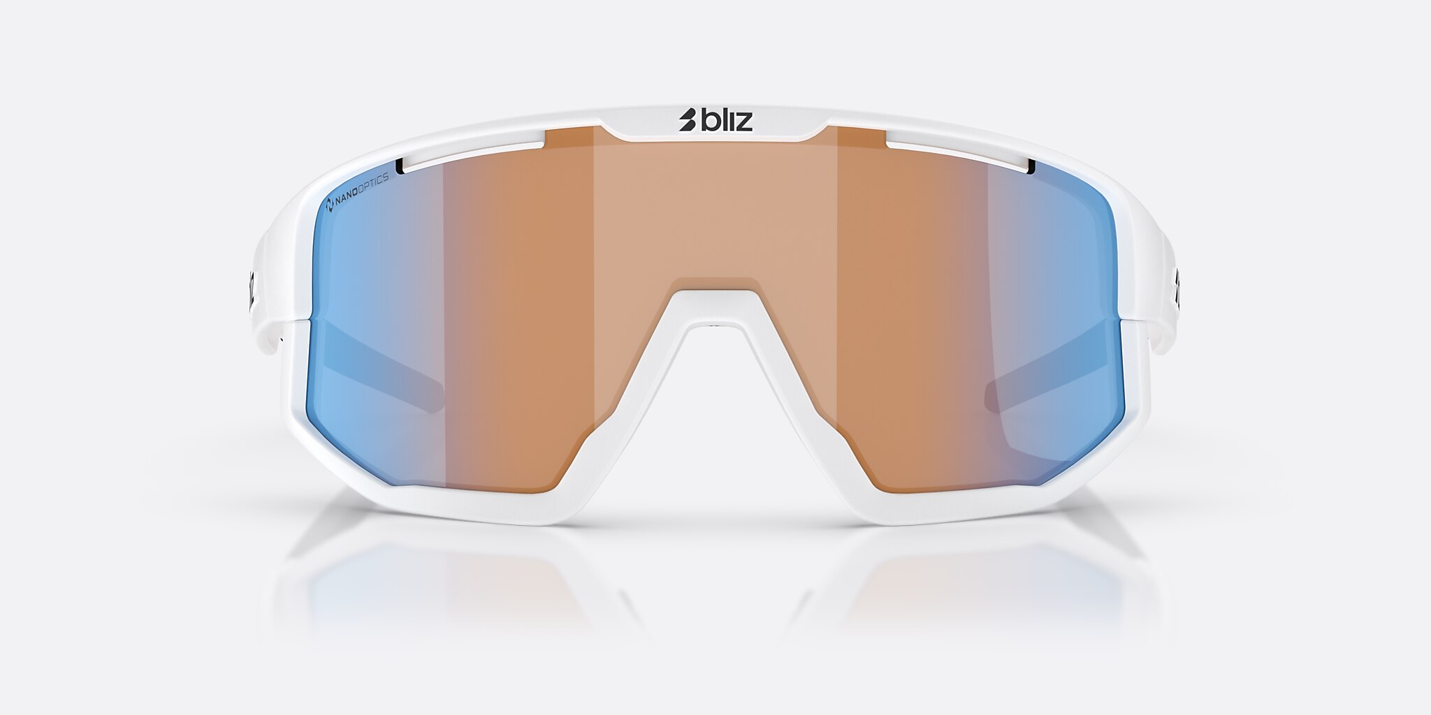 Sunglasses Bliz Fusion Small XXS (0-125) with Coral/Orange Mirror Blue lens and Matte White frame Image 2 of 6