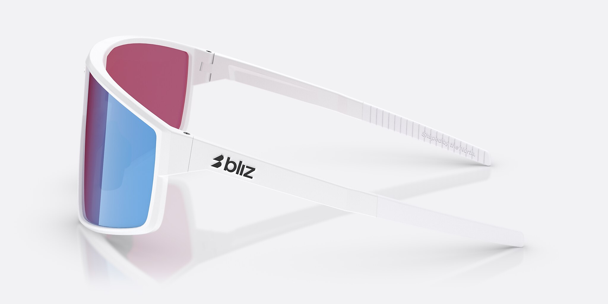 Sunglasses Bliz P002 XL (72-09) with Rose/Violet Mirror Blue lens and Matte White frame Image 3 of 6