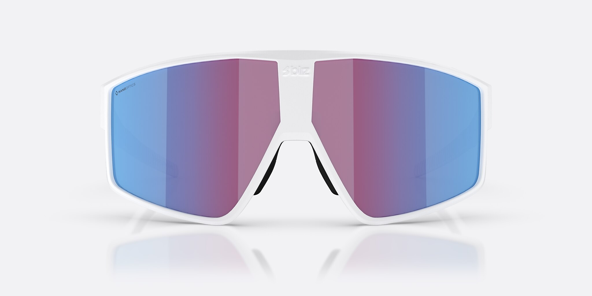 Sunglasses Bliz P002 XL (72-09) with Rose/Violet Mirror Blue lens and Matte White frame Image 2 of 6