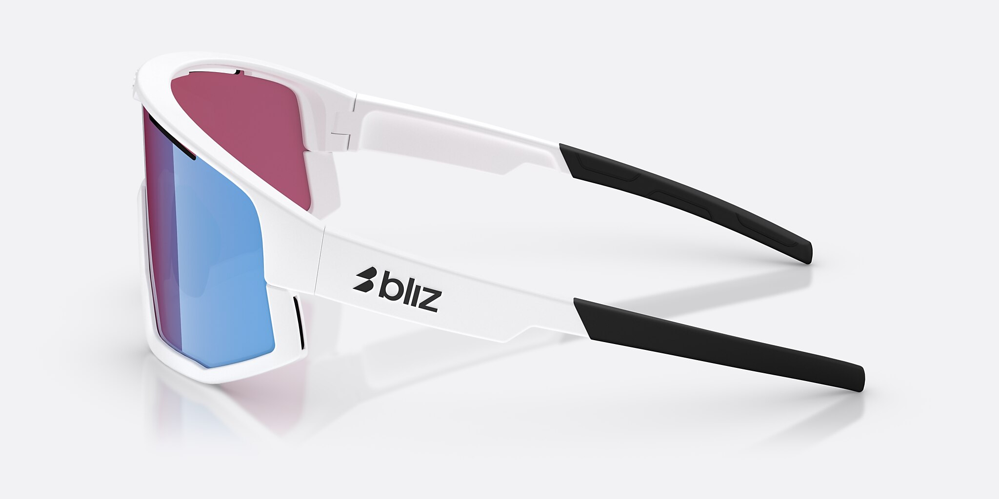 Sunglasses Bliz Fusion Small XXS (0-125) with Rose/Violet Mirror Blue lens and Matte White frame Image 3 of 6