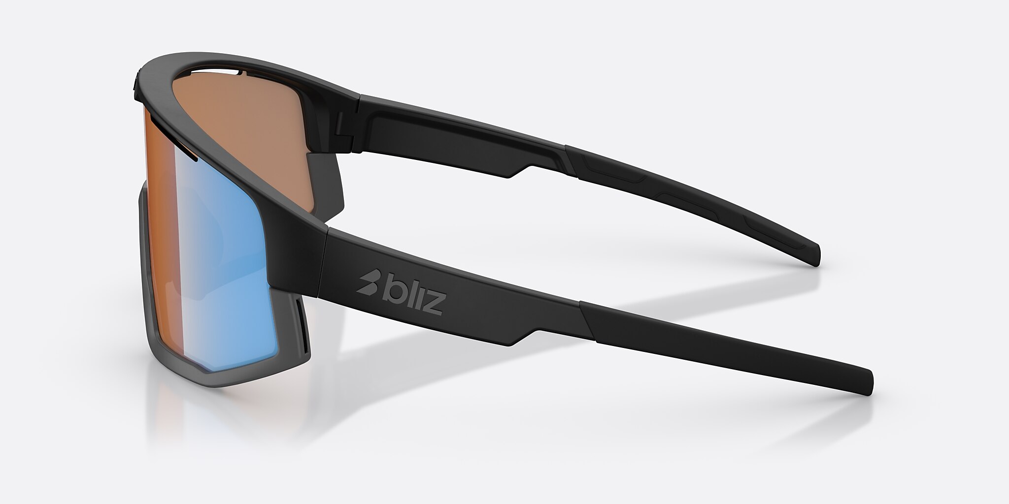 Sunglasses Bliz Fusion Small XXS (0-125) with Coral/Orange Mirror Blue lens and Matte Black frame Image 3 of 6