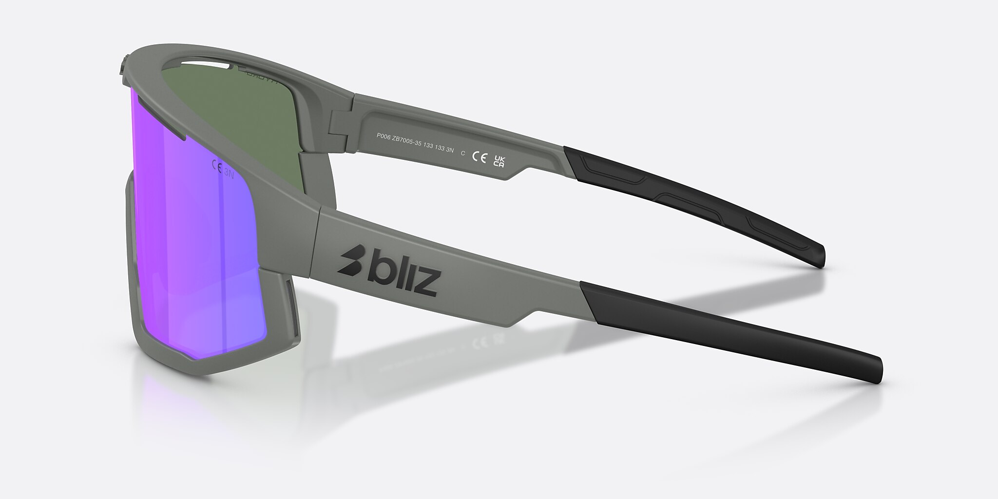 Sunglasses Bliz Fusion S (0-133) con Humo/morado multicolor lente y Gris Mate montura Imagen 3 de 7