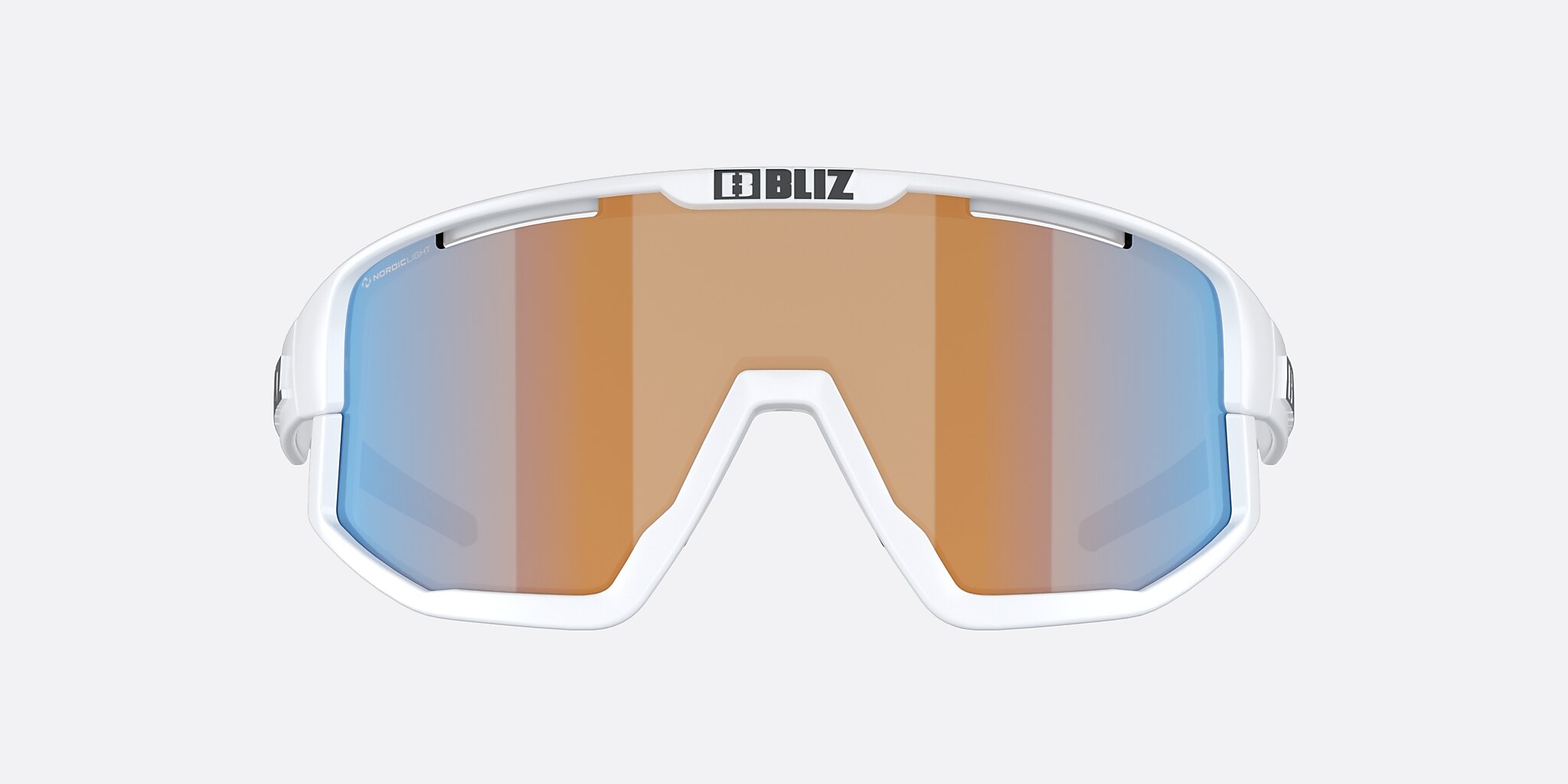 Sunglasses Bliz Fusion S (0-133) with Coral/Orange Mirror Blue lens and Matte White frame Image 2 of 7