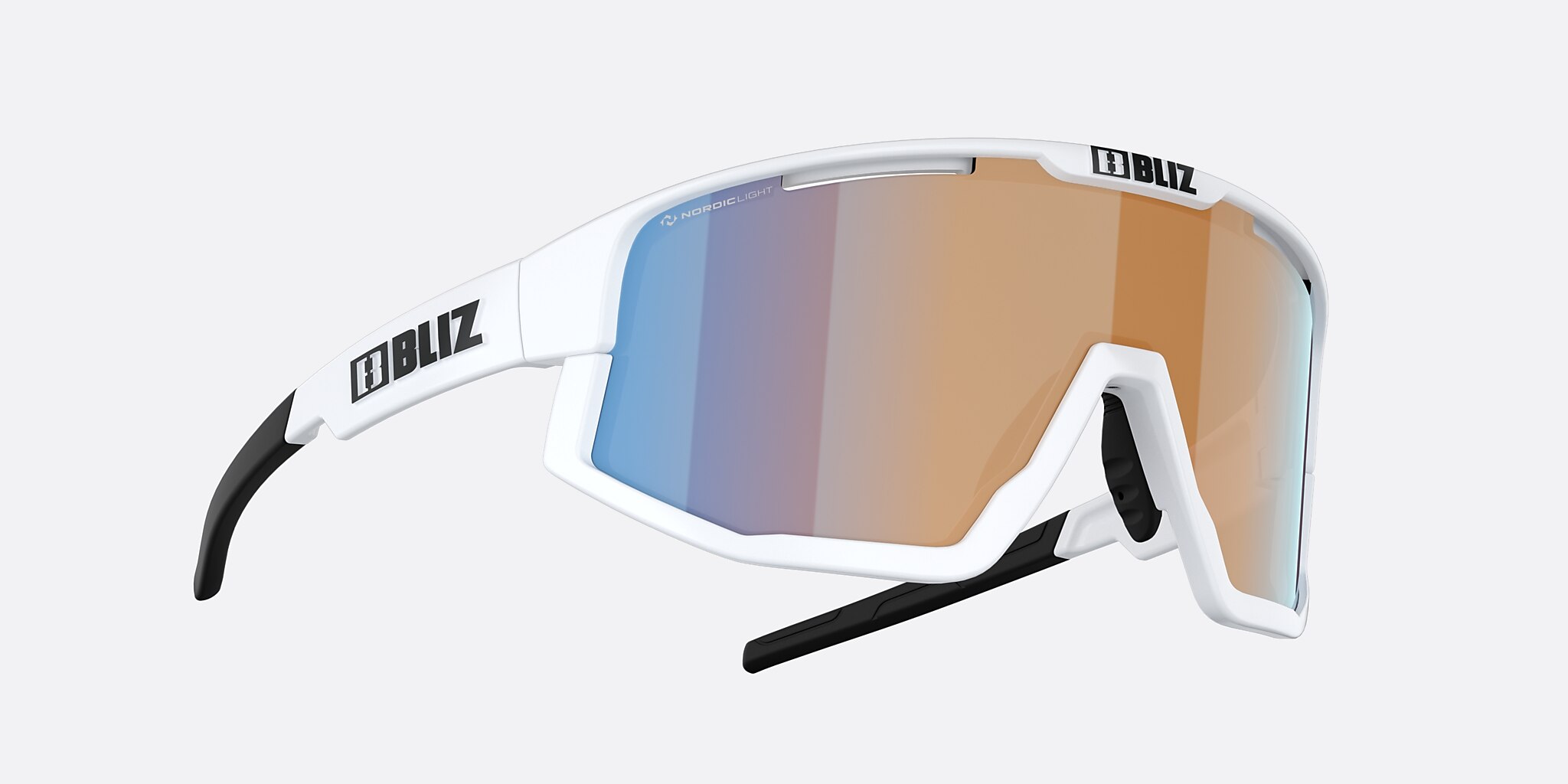 Sunglasses Bliz Fusion S (0-133) with Coral/Orange Mirror Blue lens and Matte White frame Image 5 of 7