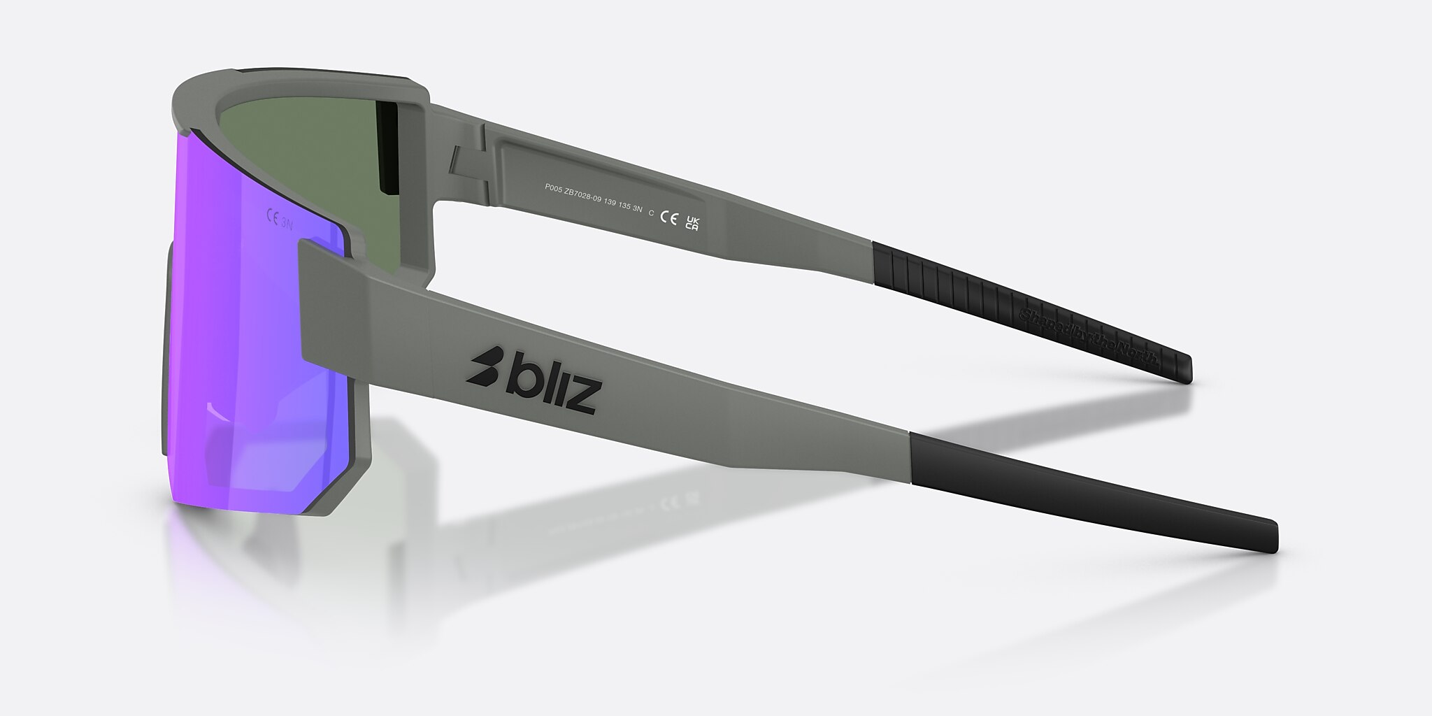 Sunglasses Bliz P005 XXL (0-139) con Humo/morado multicolor lente y Gris Mate montura Imagen 3 de 7